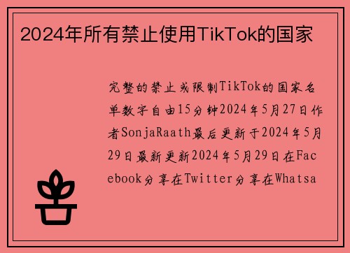 2024年所有禁止使用TikTok的国家 